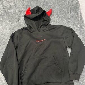 Black Hoodie with Red Accents